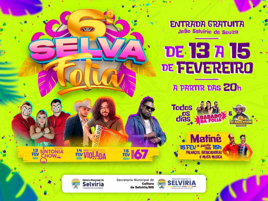  Selva Folia terá shows todos os dias; Confira a programação