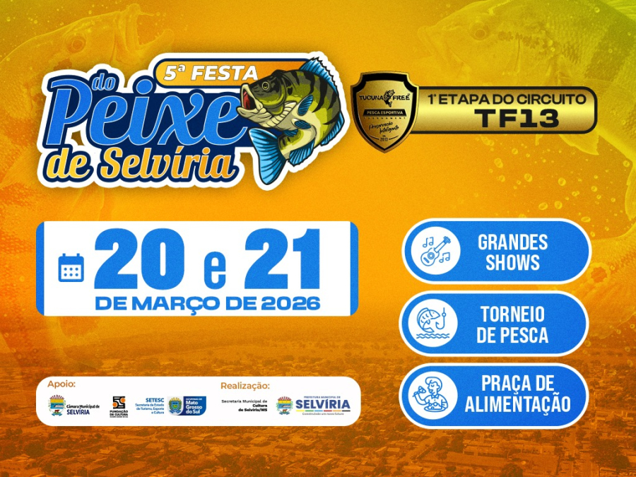 5ª Festa do Peixe de Selvíria terá etapa do Tucuna Free e Shows