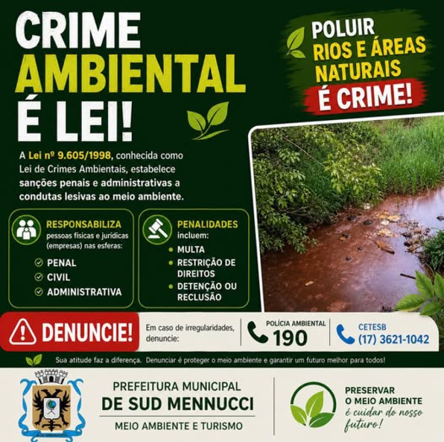 Prefeitura reforça que crimes ambientais são passíveis de punição
