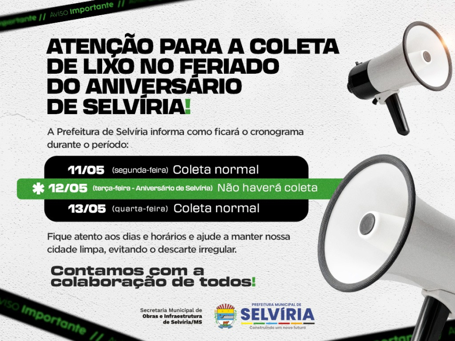 Atenção para os dias de coleta durante o feriado