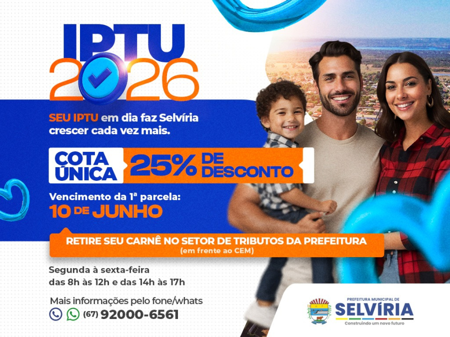 IPTU pode ser pago com desconto até o dia 10; Carnê já pode ser retirado