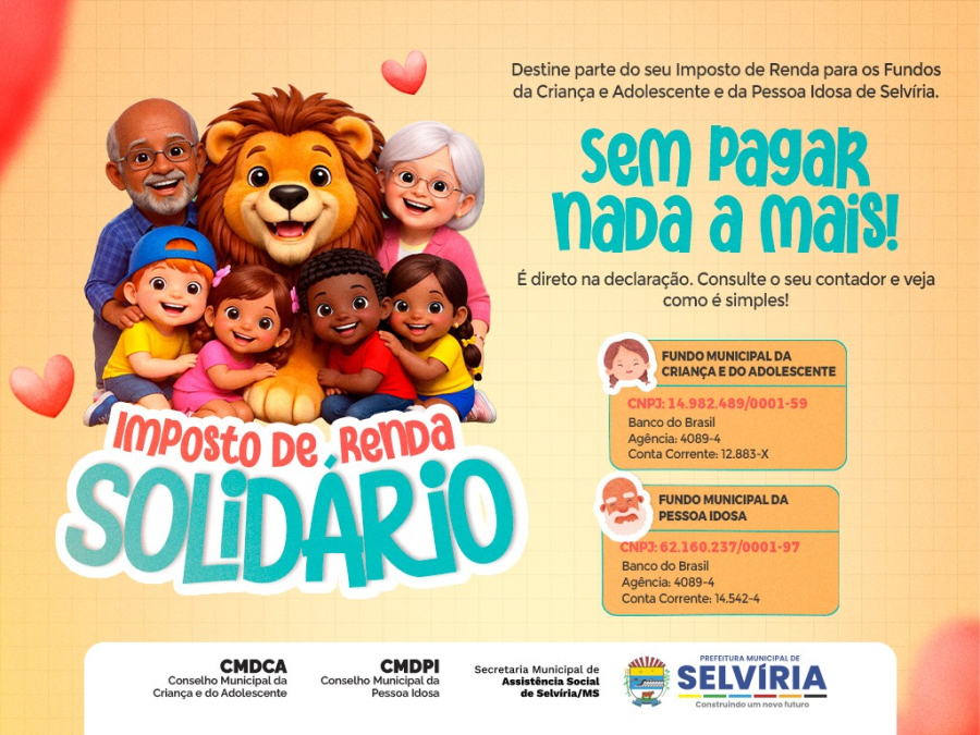  Ainda dá tempo de destinar parte do Imposto de Renda para projetos sociais em Selvíria