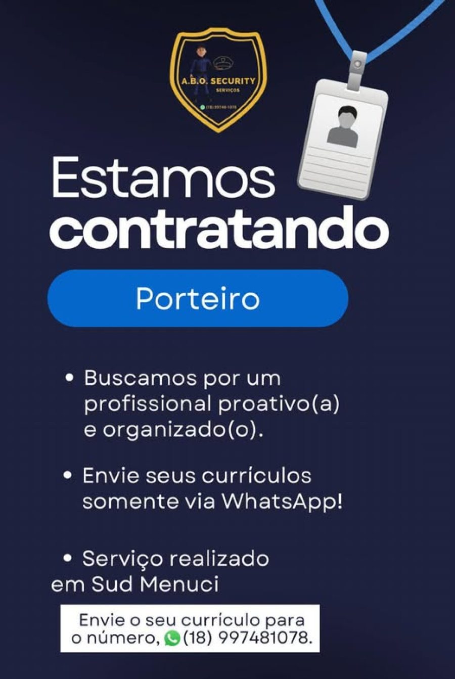  OPORTUNIDADE DE EMPREGO 