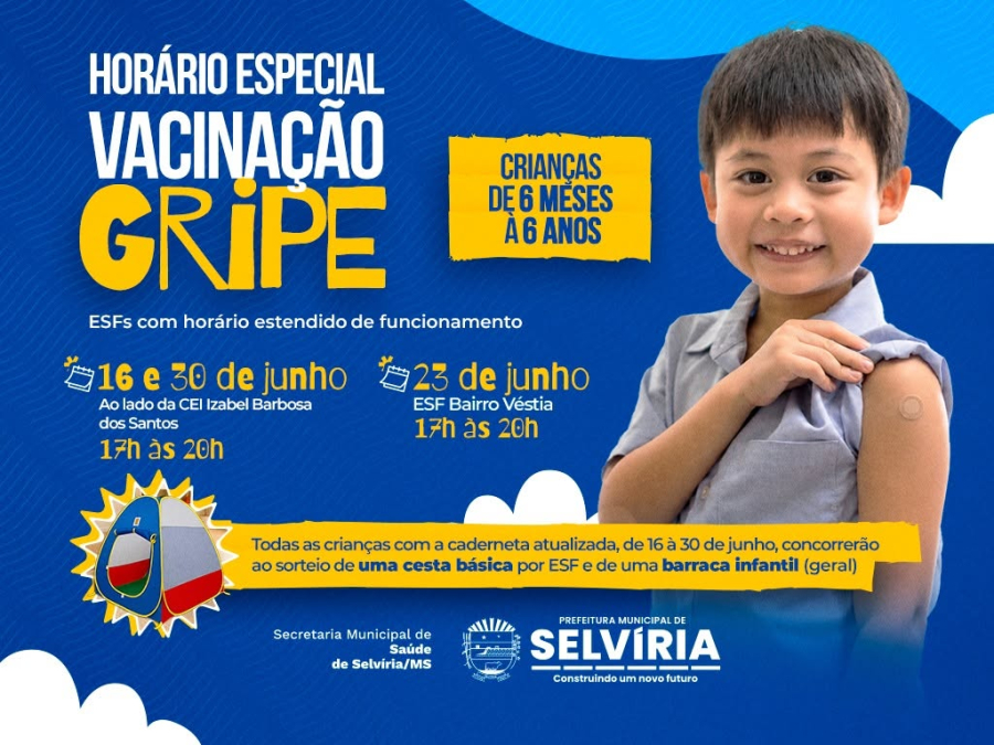  Unidade de saúde de Selvíria com horário especial de funcionamento para vacinar crianças contra a gripe
