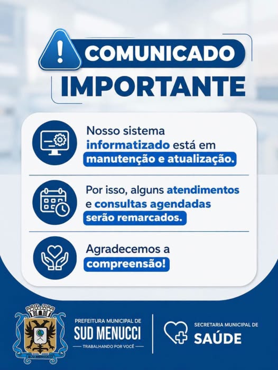 Sistema informatizado utilizado nas unidades de saúde encontra-se temporariamente indisponível 