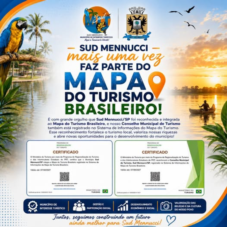 SUD MENNUCCI MAIS UMA VEZ NO MAPA DO TURISMO BRASILEIRO!