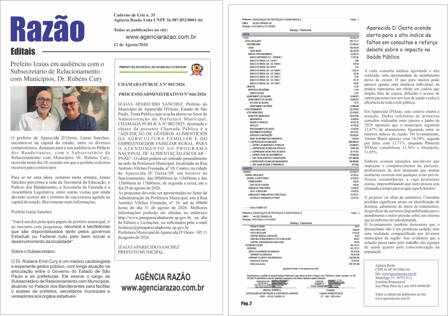 CADERNO EDITAIS - APARECIDA D'OESTE