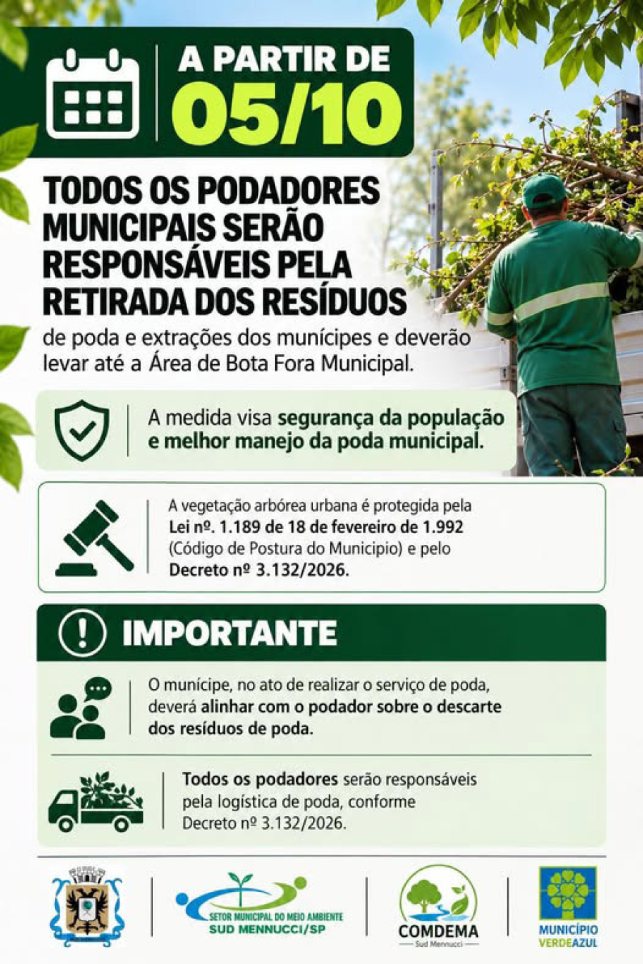 ARBORIZAÇÃO URBANA - PODAS E EXTRAÇÕES MUNICIPAIS 