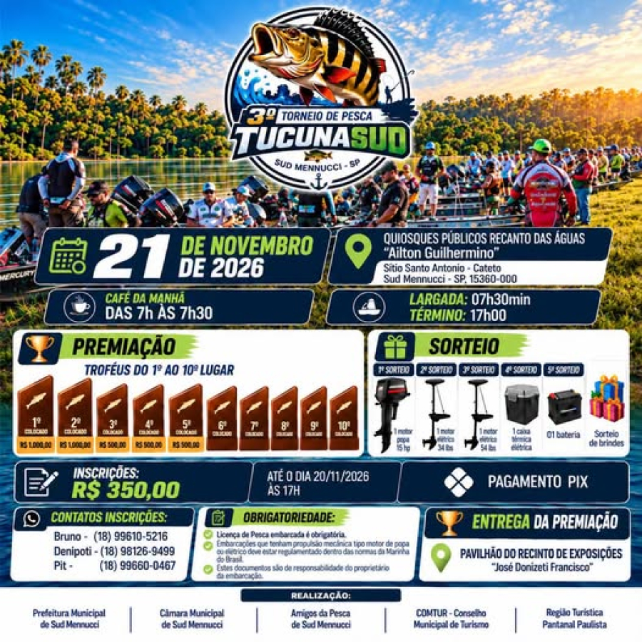 3º TucunaSud promete muita pesca, competição e grandes premiações em Sud Mennucci